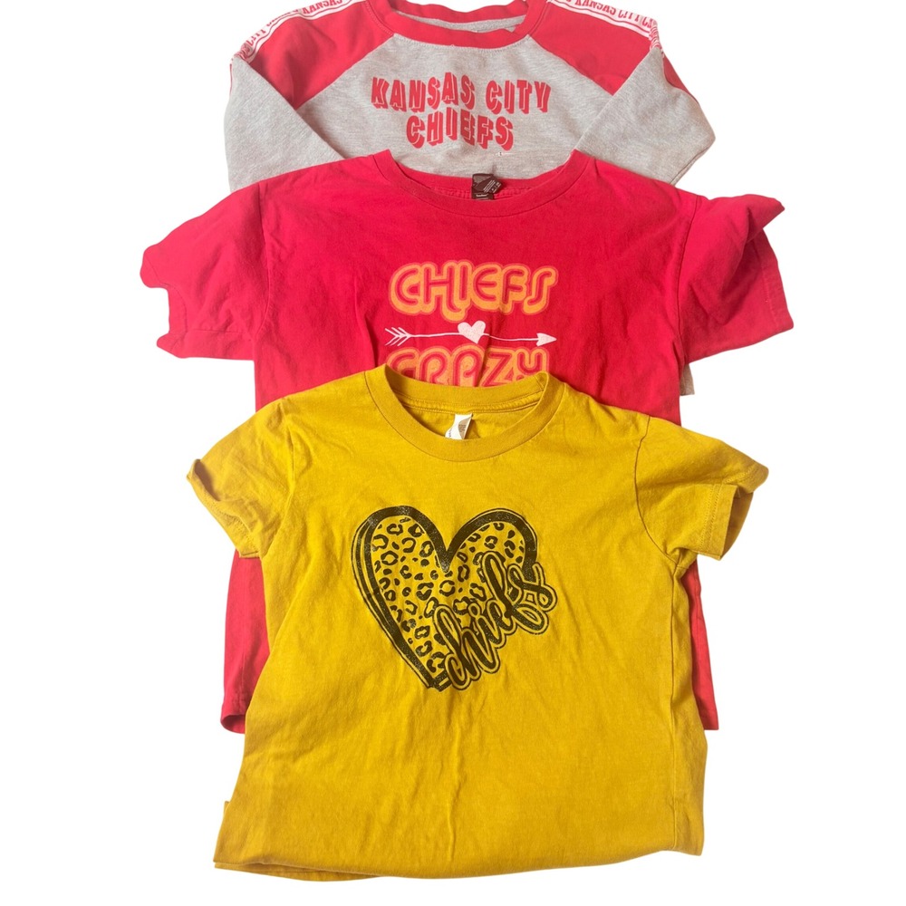 NFL Kansas City Chiefs Tops Bundle Girls 6/6X Red Yellow Grey Graphic Shirts
